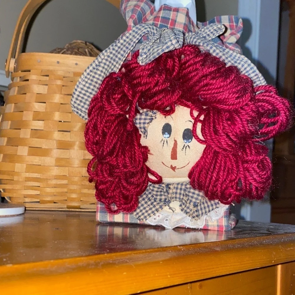 Primitive Raggedy Ann Fabric Tissue Cover